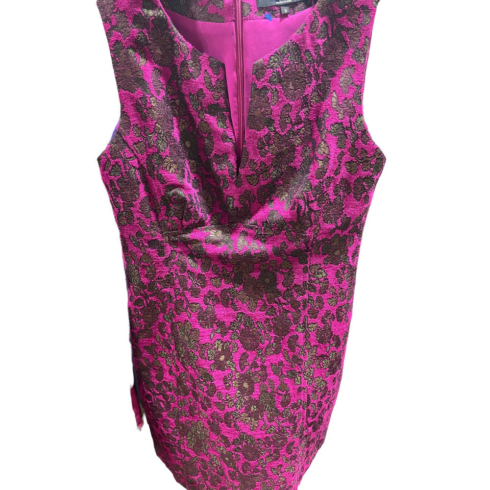 Nanette Lepore Fuchsia and Black Lace Midi Dress - Picture 6 of 15